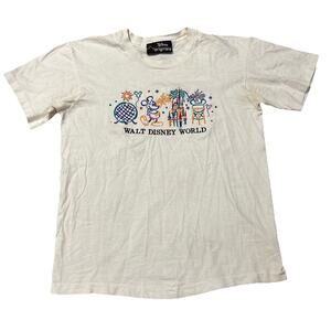*VTG* Walt Disney World Men’s S/M White Shirt Embroidered Mickey Single Stitch
